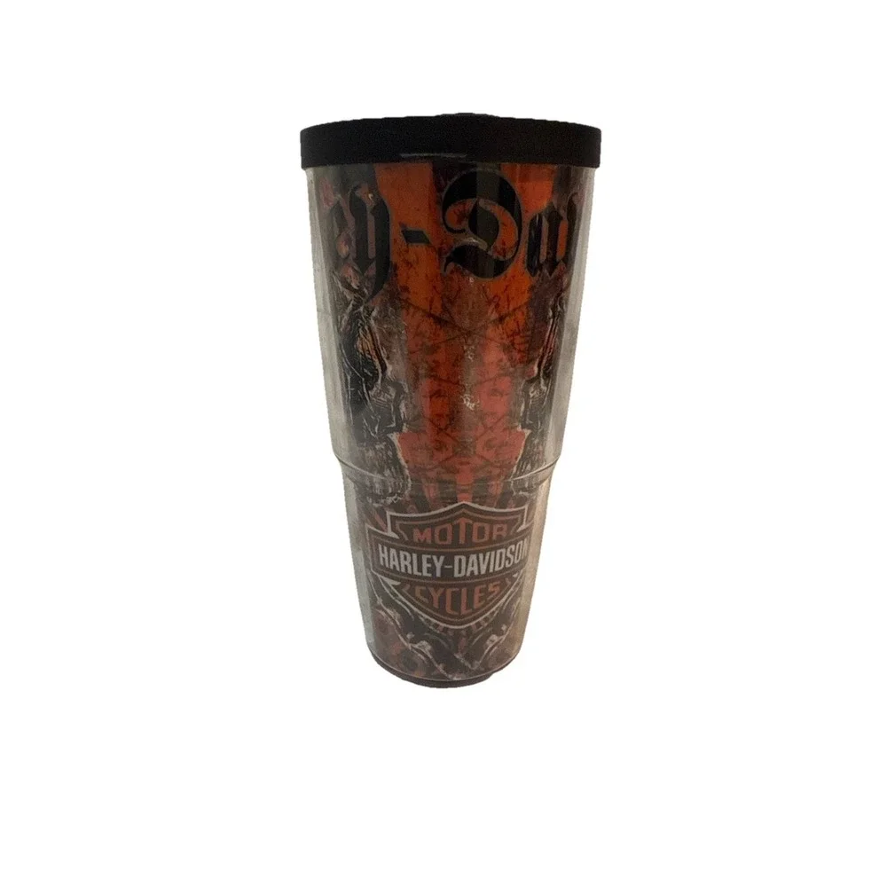 Harley Davidson Tervis Tumbler CUP MUG 24oz Flame Fire Cup Travel Wings Splatter